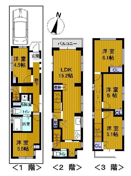 Floor plan. 26,800,000 yen, 5LDK, Land area 63.16 sq m , Building area 105.66 sq m
