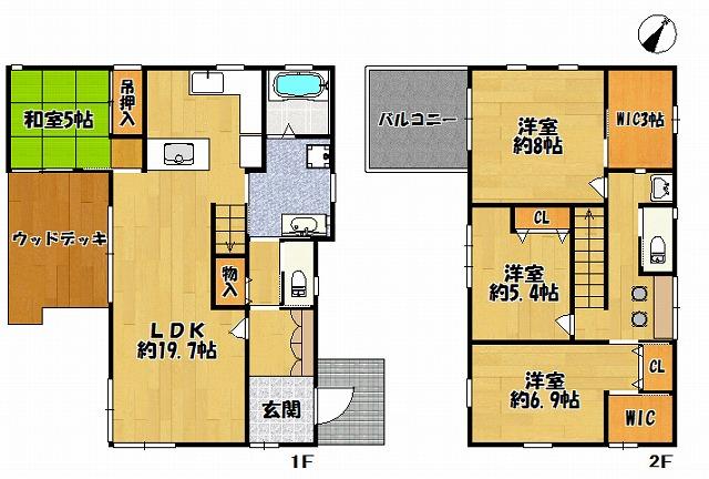 Floor plan. 24,800,000 yen, 4LDK, Land area 193.46 sq m , Building area 118.82 sq m