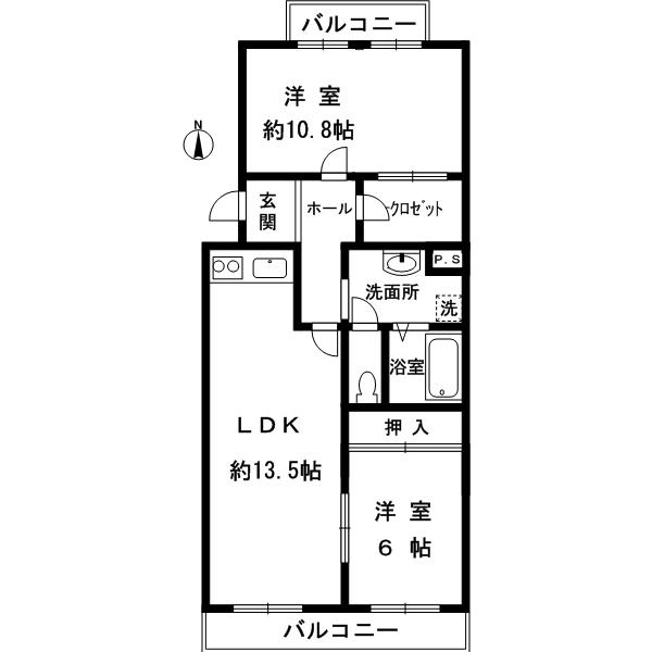 Floor plan. 2LDK, Price 5.3 million yen, Occupied area 68.38 sq m , Balcony area 11.64 sq m