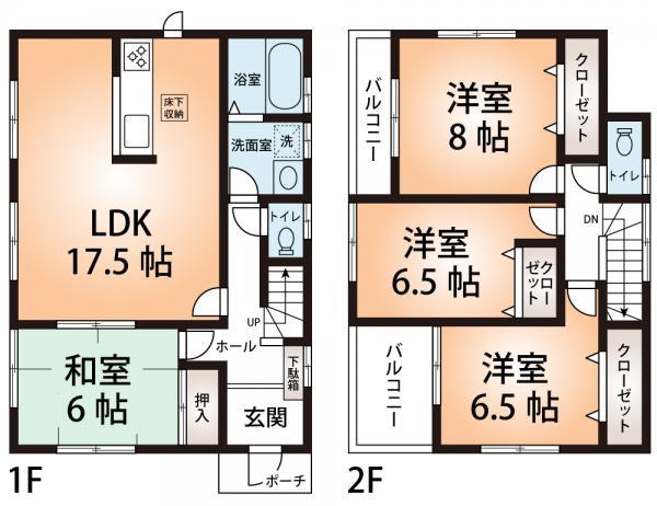 Floor plan. 20.8 million yen, 4LDK, Land area 332.09 sq m , Building area 105.98 sq m each room 6 quires more 4LDK. 