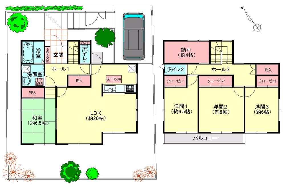 Floor plan. 16,900,000 yen, 4LDK + S (storeroom), Land area 164.08 sq m , Building area 124.21 sq m