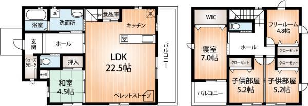 Floor plan. 35,800,000 yen, 4LDK+S, Land area 191.93 sq m , Building area 129.18 sq m