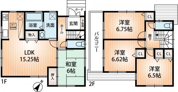 Floor plan. 23,300,000 yen, 4LDK, Land area 151.8 sq m , Building area 93.96 sq m stand-alone kitchen adopted