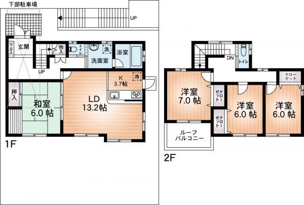 Floor plan. 19,800,000 yen, 4LDK, Land area 165.28 sq m , Building area 110.95 sq m each room 6 quires more, You can use a wide room in there storage.