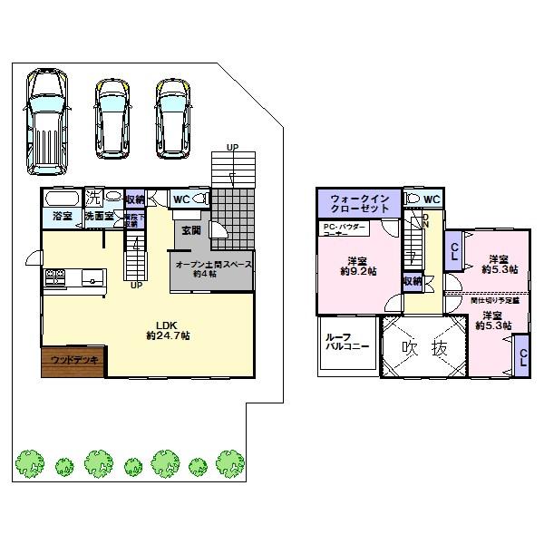 Floor plan. 24,100,000 yen, 2LDK, Land area 198.71 sq m , Building area 116.34 sq m current state 2LDK, 3LDK to possible partition