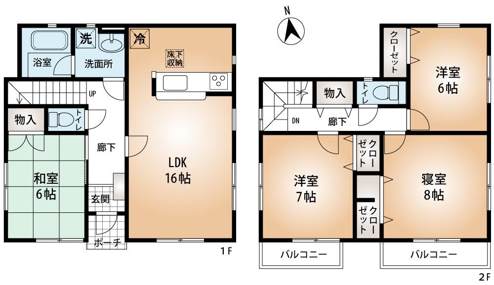 Floor plan. (No. 2 locations), Price 19,800,000 yen, 4LDK, Land area 137.19 sq m , Building area 100.84 sq m