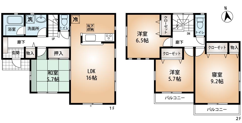 Floor plan. (No. 3 locations), Price 20.8 million yen, 4LDK, Land area 135.58 sq m , Building area 101.25 sq m