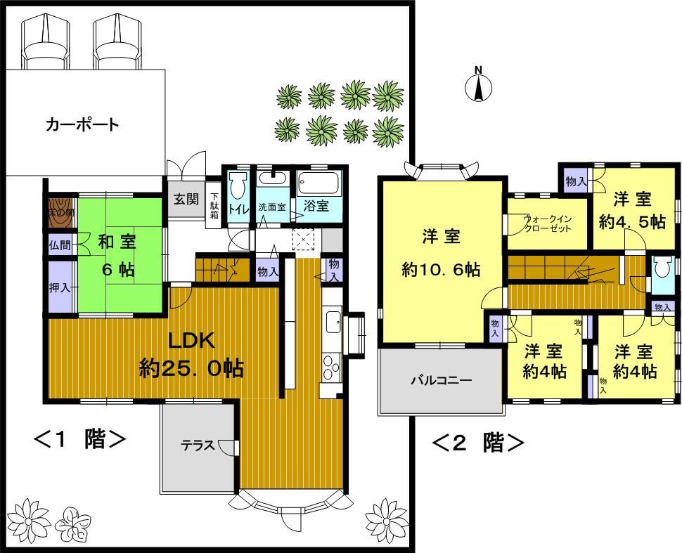 Floor plan. 34,800,000 yen, 5LDK, Land area 239.07 sq m , Building area 154.45 sq m