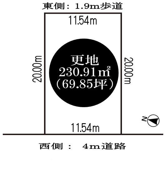 Compartment figure. Land price 12.8 million yen, Land area 230.91 sq m Shintetsu Arima Line (Minotani) a 4-minute walk to the station