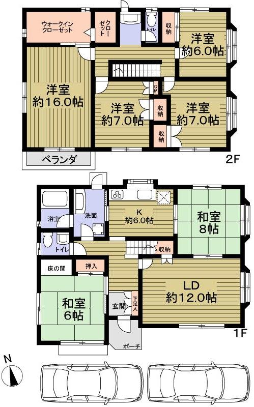Floor plan. 26,800,000 yen, 6LDK, Land area 210.02 sq m , Building area 169.51 sq m