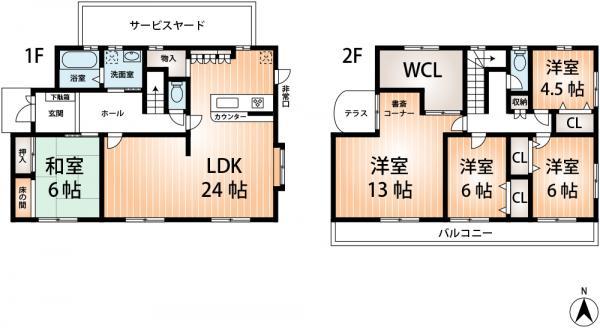 Floor plan. 37,800,000 yen, 5LDK, Land area 252.59 sq m , Building area 153.95 sq m