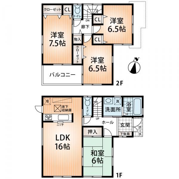 Floor plan. 23.8 million yen, 4LDK, Land area 184.79 sq m , Building area 98.82 sq m