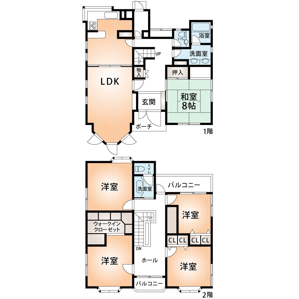Floor plan. 36,800,000 yen, 5LDK, Land area 185.74 sq m , Wider living in the building area 171.72 sq m room number 5 room. In terms of are living, I do not feel narrow.