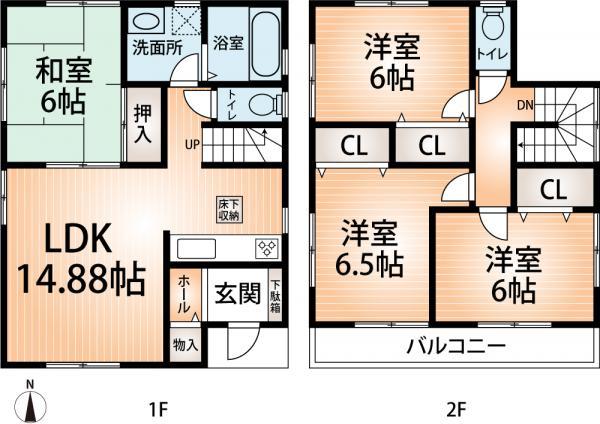 Floor plan. 25,800,000 yen, 4LDK, Land area 146.21 sq m , Widely it took floor plan of the living and master bedroom in the building area 93.57 sq m south-facing