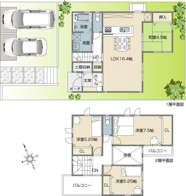 Floor plan. (B No. land), Price 23.8 million yen, 4LDK, Land area 153.41 sq m , Building area 98.53 sq m