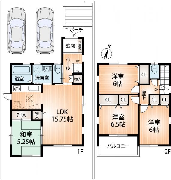 Floor plan. 21,800,000 yen, 4LDK, Land area 132 sq m , Building area 93.96 sq m
