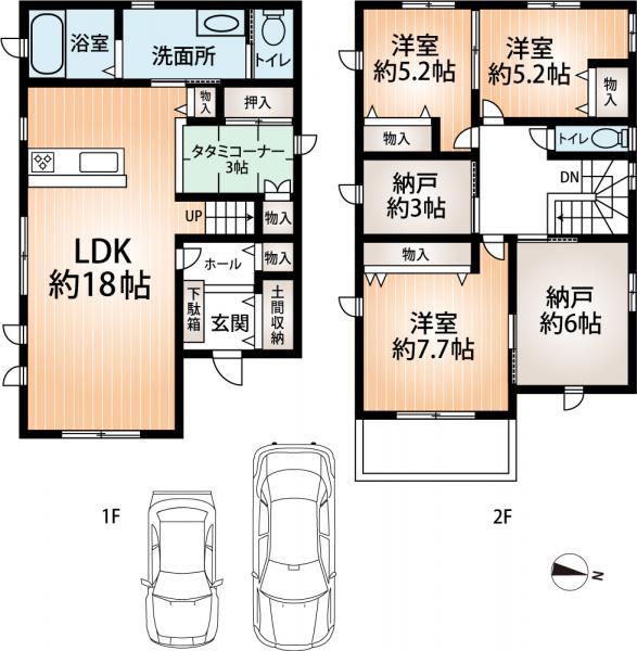 Floor plan. 27,800,000 yen, 3LDK+S, Land area 130.73 sq m , Building area 118.41 sq m