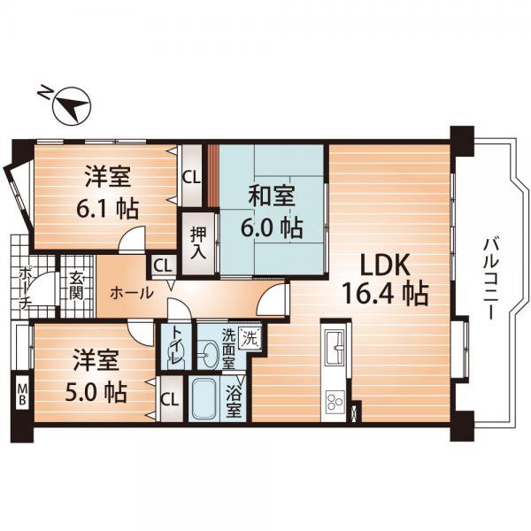 Floor plan. 3LDK, Price 9.8 million yen, Occupied area 71.82 sq m , Balcony area 10.62 sq m south-facing living