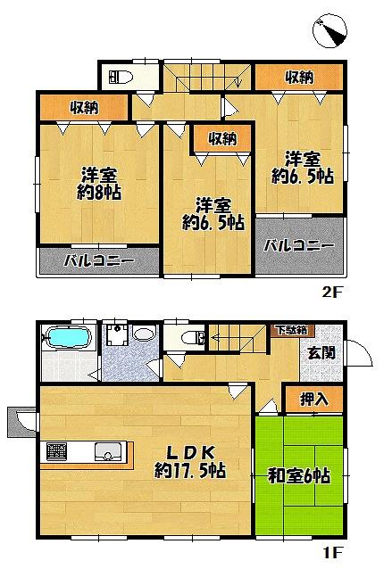 Floor plan. 20.8 million yen, 4LDK, Land area 332.09 sq m , Building area 105.98 sq m