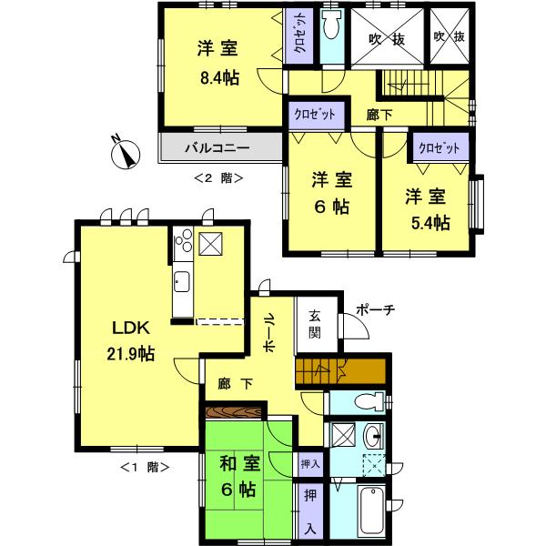 Floor plan. 23.8 million yen, 4LDK, Land area 142.44 sq m , Building area 113.59 sq m