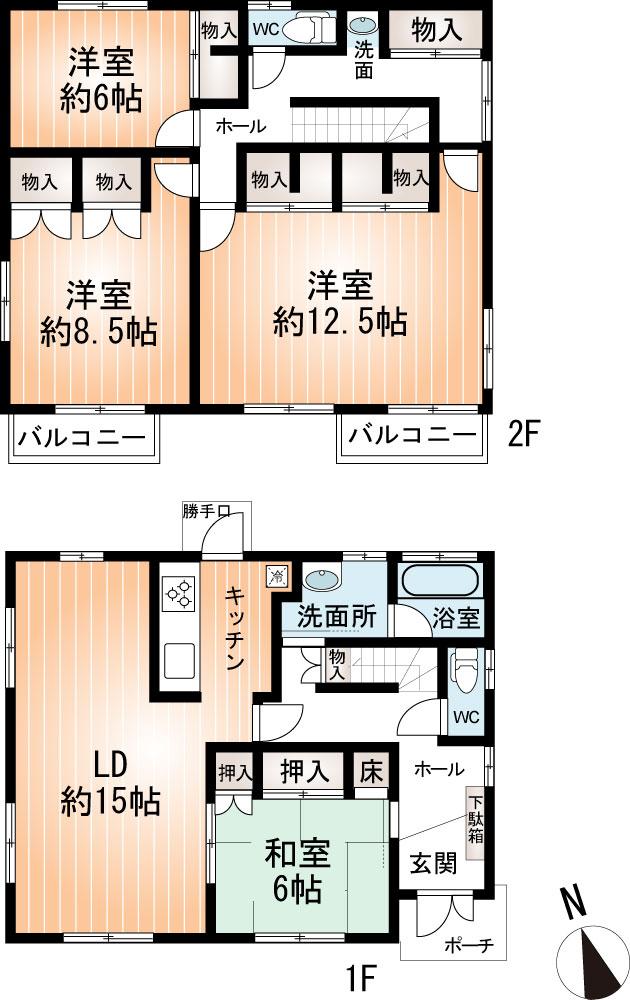 Floor plan. 29,800,000 yen, 4LDK, Land area 202.5 sq m , Storage enhancement in the building area 133.09 sq m each room spacious. Nice house in the long run.