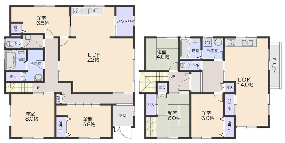 Floor plan. 33,800,000 yen, 6LLDDKK + S (storeroom), Land area 231.03 sq m , Building area 190.04 sq m