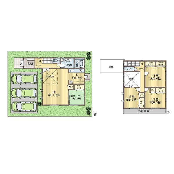 Floor plan. 33,800,000 yen, 4LDK, Land area 173.33 sq m , Building area 117.59 sq m