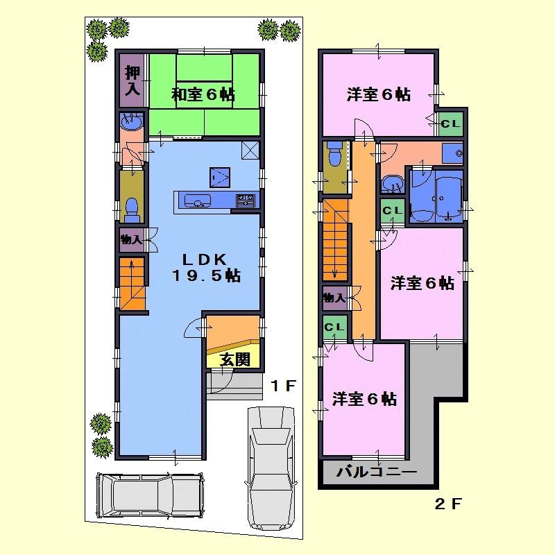 Floor plan. (A No. land), Price 34,800,000 yen, 4LDK, Land area 115.72 sq m , Building area 100.44 sq m