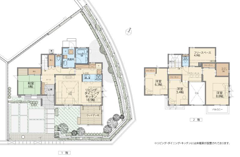 Floor plan. (1-19-14 No. land), Price 41 million yen, 5LDK+S, Land area 223.84 sq m , Building area 127.57 sq m