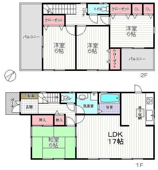 Floor plan. 18,800,000 yen, 4LDK, Land area 139.01 sq m , Building area 98.82 sq m