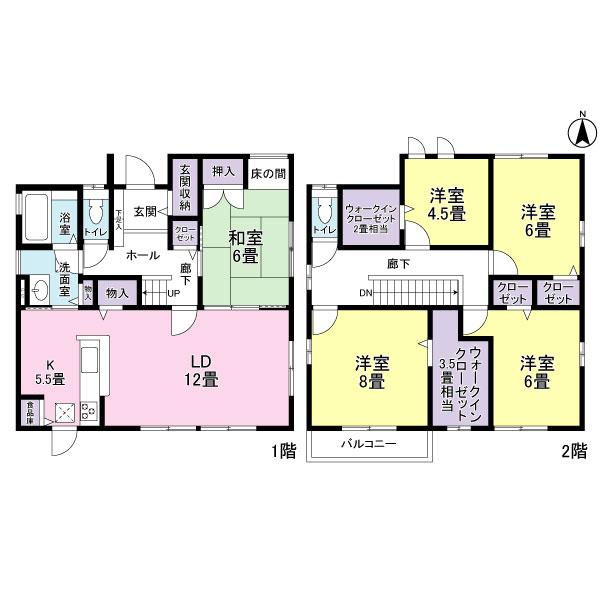 Floor plan. 28.5 million yen, 5LDK, Land area 180.36 sq m , Building area 129.49 sq m