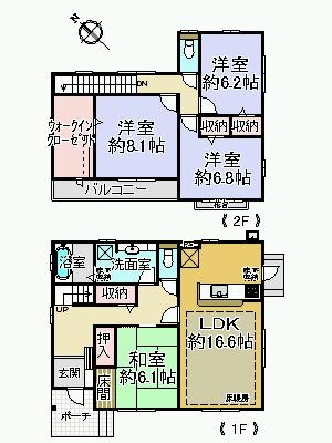 Floor plan. 23.8 million yen, 4LDK + S (storeroom), Land area 185.26 sq m , Building area 117.89 sq m