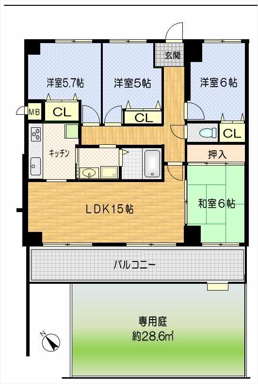 Floor plan. 4LDK, Price 10.5 million yen, Occupied area 83.96 sq m , Balcony area 16.47 sq m