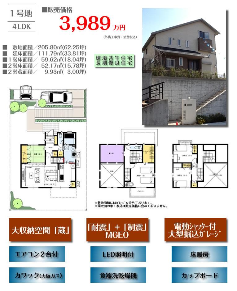 Floor plan. (No. 1 point), Price 39,890,000 yen, 4LDK, Land area 205.8 sq m , Building area 111.79 sq m