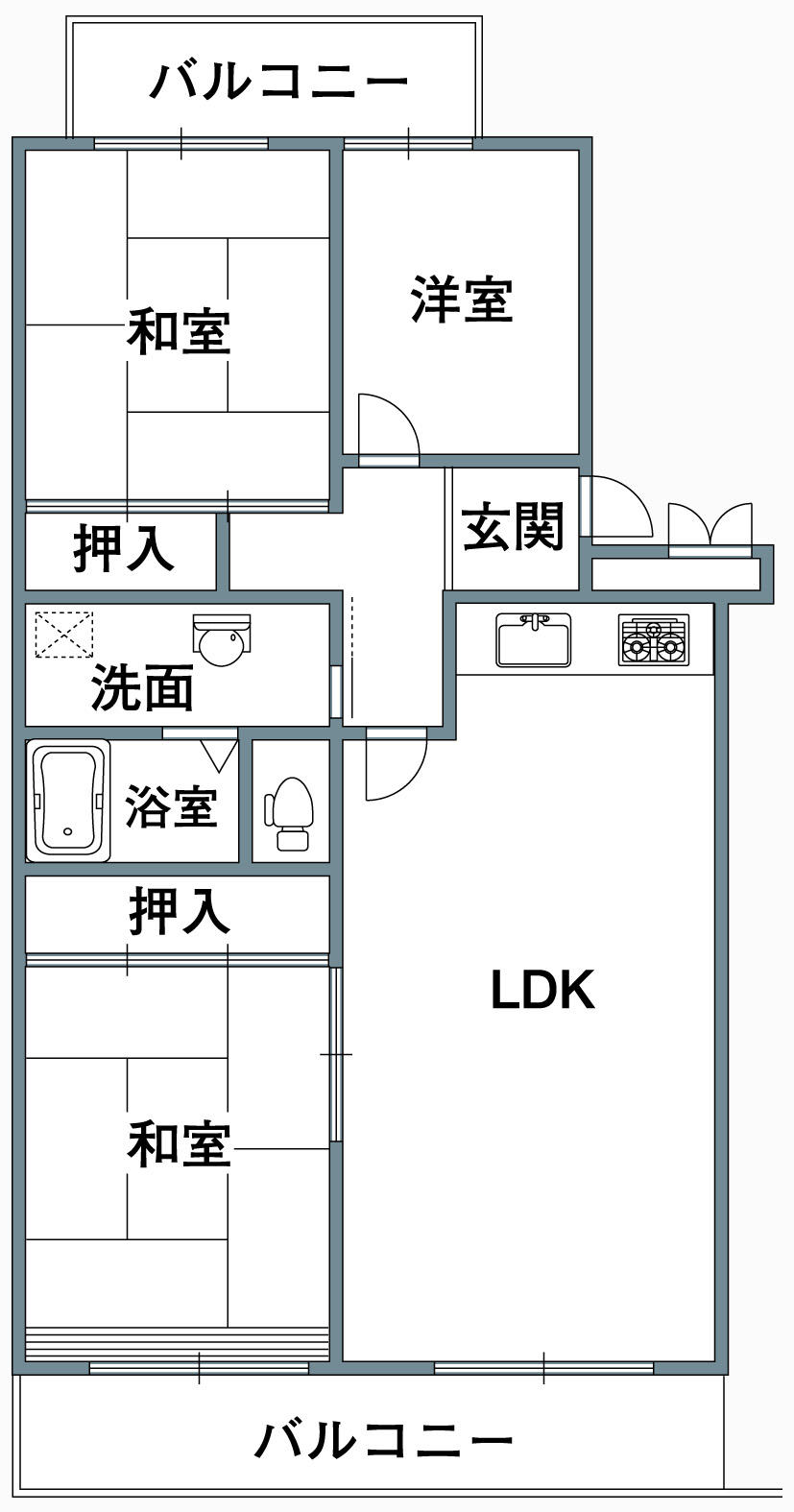 Floor plan. 3LDK, Price 4.5 million yen, Occupied area 68.38 sq m , Balcony area is 11.64 sq m 2 sided balcony. South is facing.