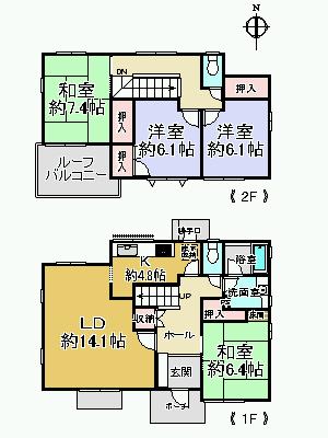 Floor plan. 16.8 million yen, 4LDK, Land area 186.93 sq m , Building area 113.95 sq m