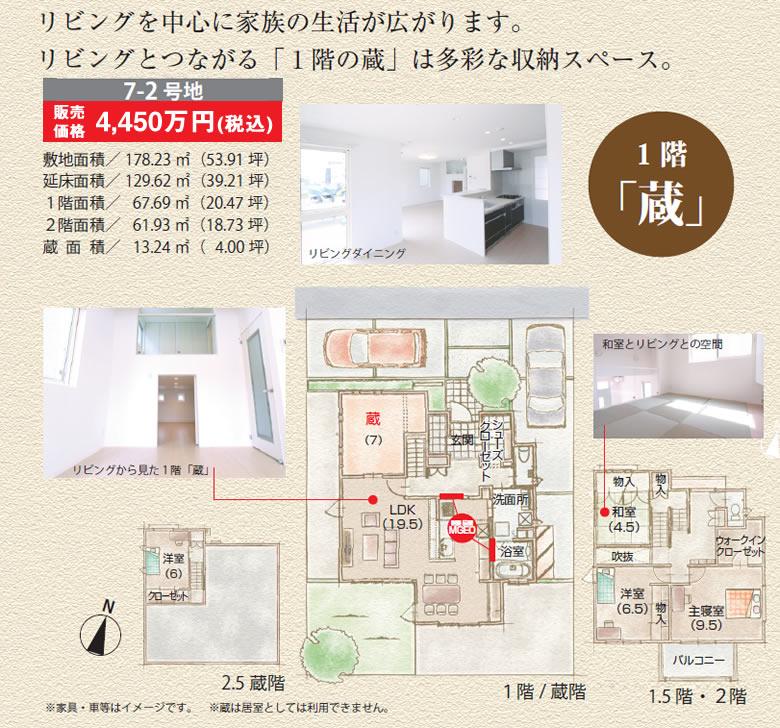 Floor plan. (7-2 No. land), Price 44,500,000 yen, 4LDK, Land area 178.23 sq m , Building area 129.62 sq m