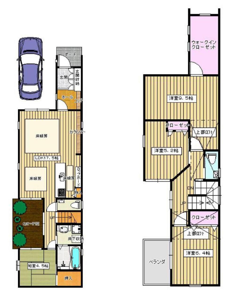 Floor plan. 46,800,000 yen, 4LDK, Land area 107.16 sq m , Building area 116.07 sq m   ◆ A No. plan ◆  Course is comfortable plan that I thought the person who populated storage! Loft in stairwell, The living room is a counter and attractions packed! 