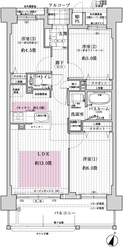 Floor: 2LDK + F ・ 3LDK, occupied area: 60.17 sq m, Price: 28.8 million yen