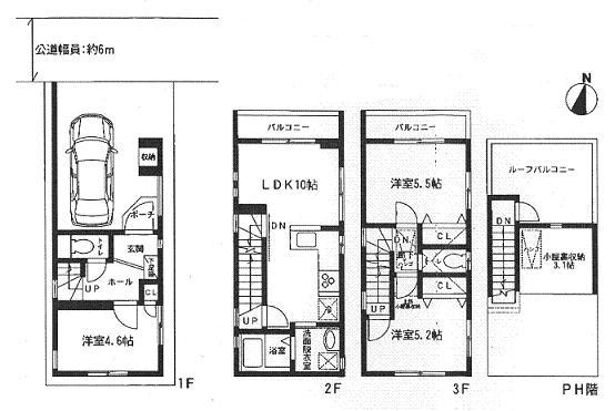 Floor plan. 27,800,000 yen, 3LDK, Land area 40.65 sq m , Building area 81.51 sq m roof balcony ・ There is attic storage! 