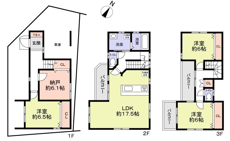 Floor plan. 55,800,000 yen, 3LDK + S (storeroom), Land area 76.63 sq m , Building area 109.18 sq m floor plan