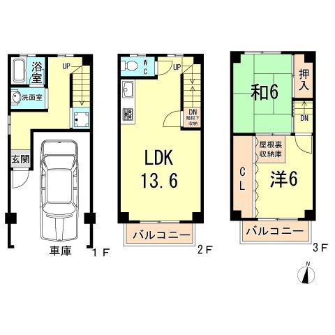 Floor plan. 19,800,000 yen, 2LDK, Land area 40.37 sq m , Building area 73.89 sq m