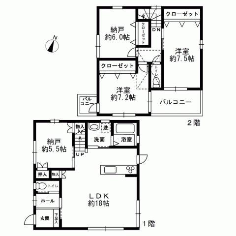 Floor plan. 41,800,000 yen, 2LDK + 2S (storeroom), Land area 132.06 sq m , Building area 101.52 sq m