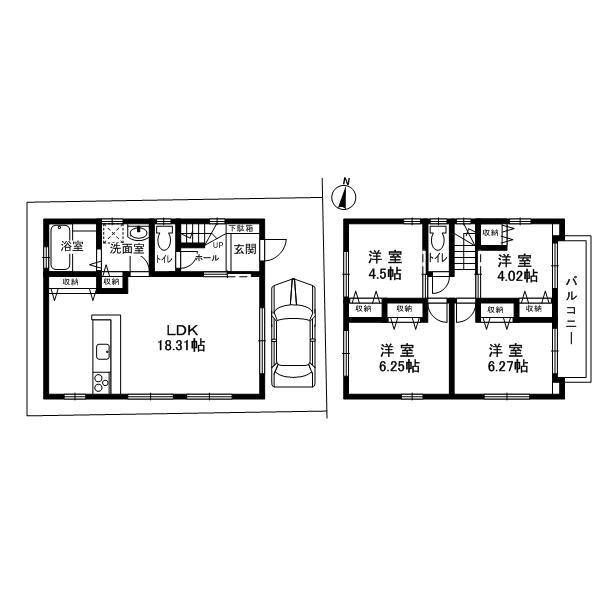 Floor plan. 53,800,000 yen, 4LDK, Land area 82.55 sq m , Building area 99.63 sq m