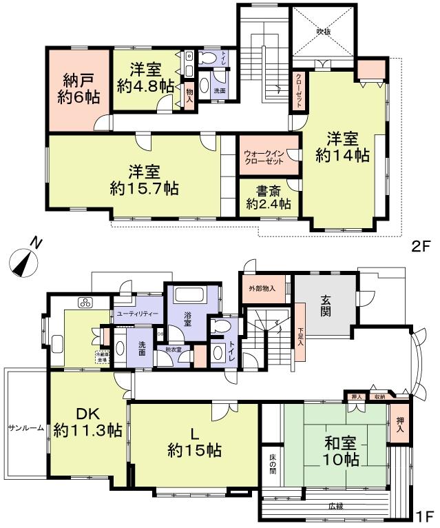 Floor plan. 78 million yen, 4LDK + S (storeroom), Land area 244.38 sq m , Building area 331.86 sq m floor plan