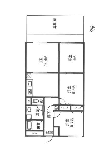 Floor plan. 3LDK, Price 22,300,000 yen, Occupied area 71.19 sq m , Balcony area 8.19 sq m