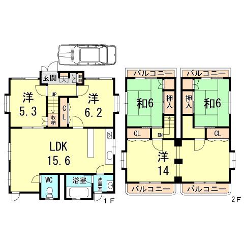 Floor plan. 36,800,000 yen, 5LDK, Land area 94.05 sq m , Building area 111.78 sq m