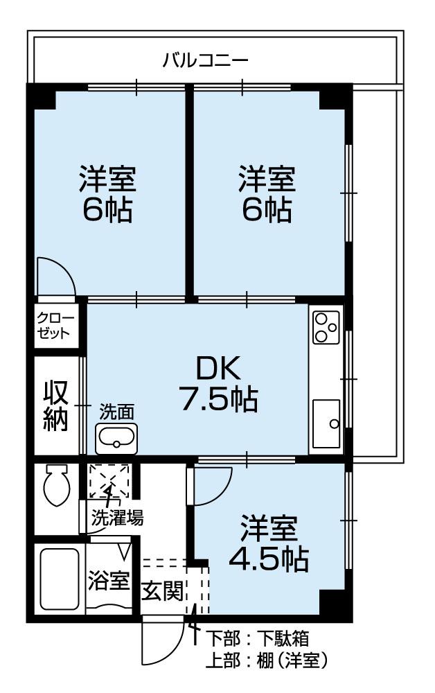 Floor plan. 3DK, Price 14.8 million yen, Occupied area 46.46 sq m , Balcony area 15 sq m