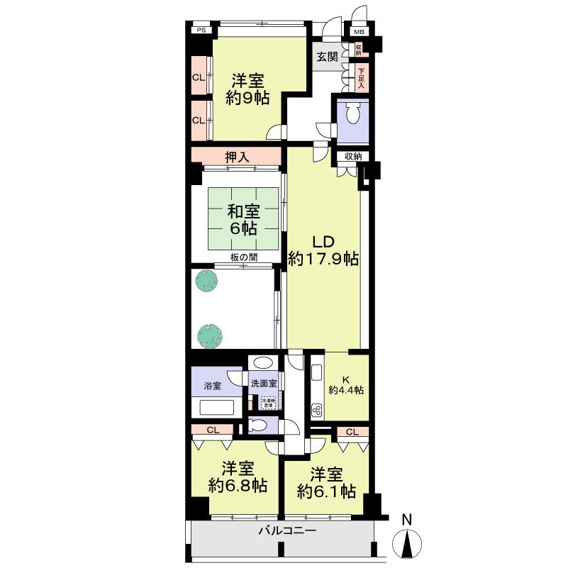 Floor plan. 4LDK, Price 34,800,000 yen, Footprint 120.39 sq m , Balcony area 10.9 sq m floor plan