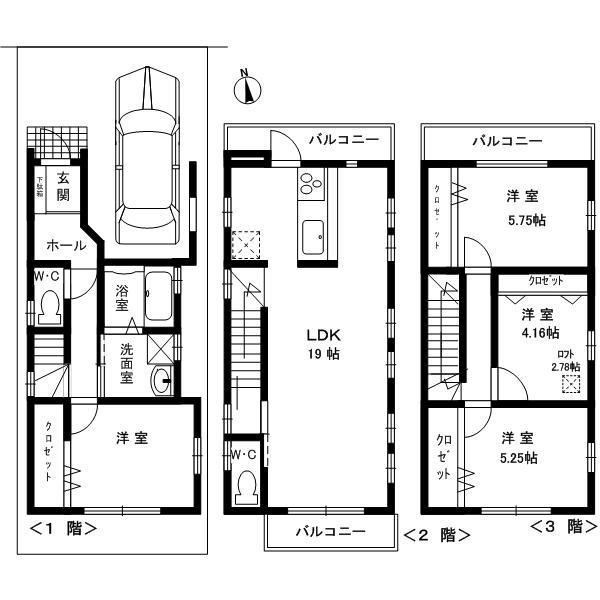 Floor plan. 38,800,000 yen, 4LDK, Land area 61.43 sq m , Building area 101.95 sq m